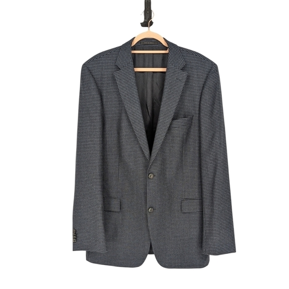 Boss Hugo Boss Plaid Virgin Wool Blazer Blue Gray 44L preppy Business casual - Picture 1 of 11